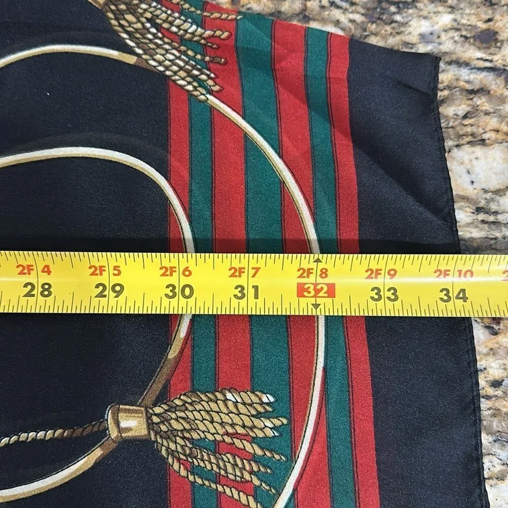 Elegant Tassel & Buckle Print Lightweight Rectangle Scarf